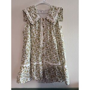 ON A WHIM LIGHT GREEN LEMON PRINT COTTON MINI SHIRT DRESS Lovelo Boutique Size L